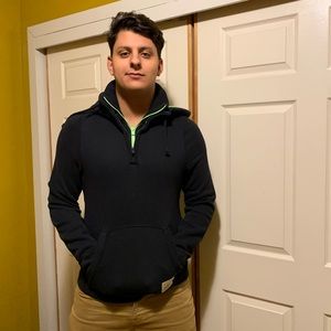 Hollister Navy Blue jacket with double neck zipper